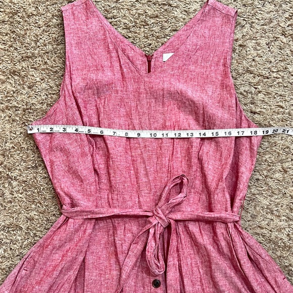 [CJ Banks] Linen Blend Swing Dress Red Waist Tie Casual Teacher Brunch Size 18 - Picture 11 of 11